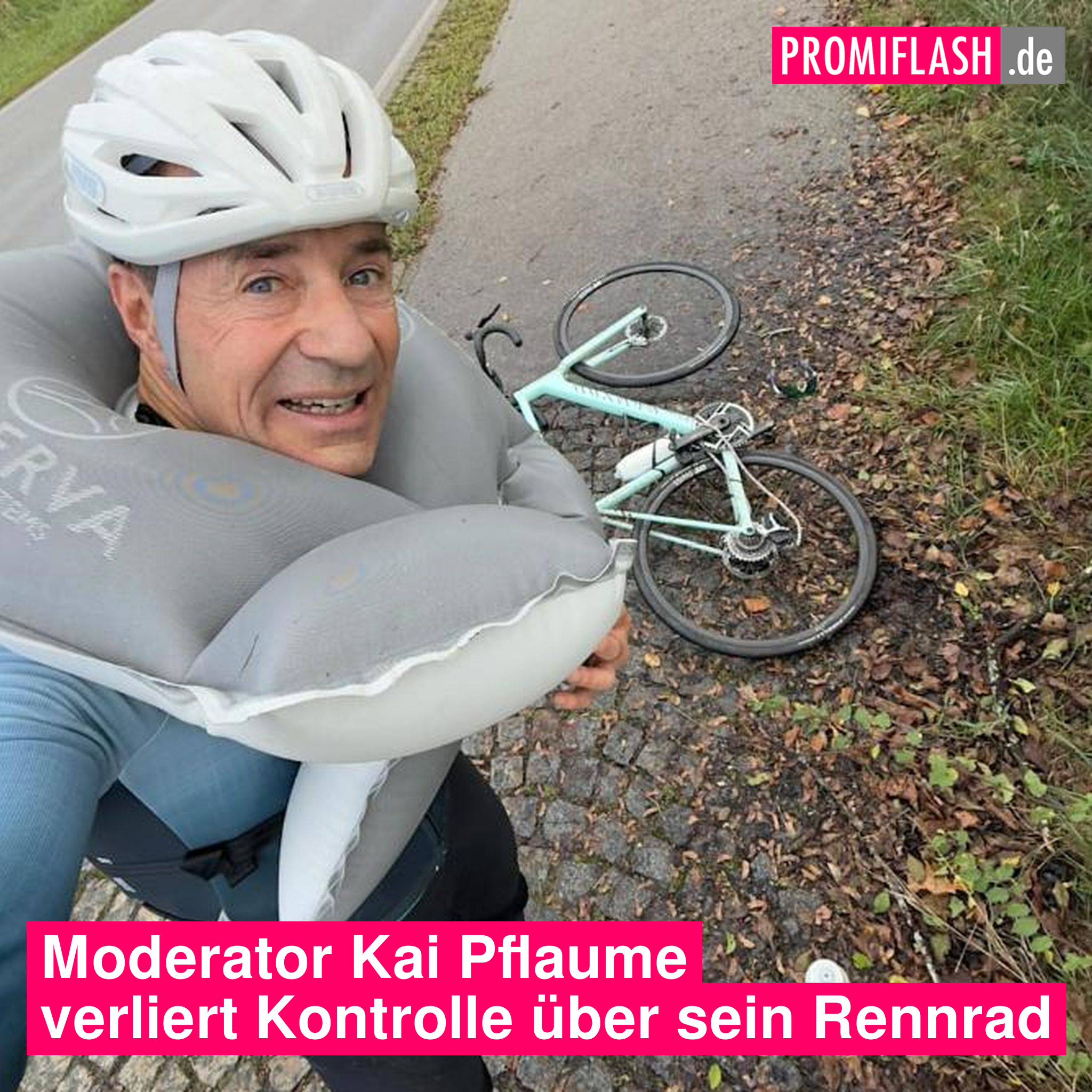 Moderator Kai Pflaume verliert Kontrolle ber sein Rennrad