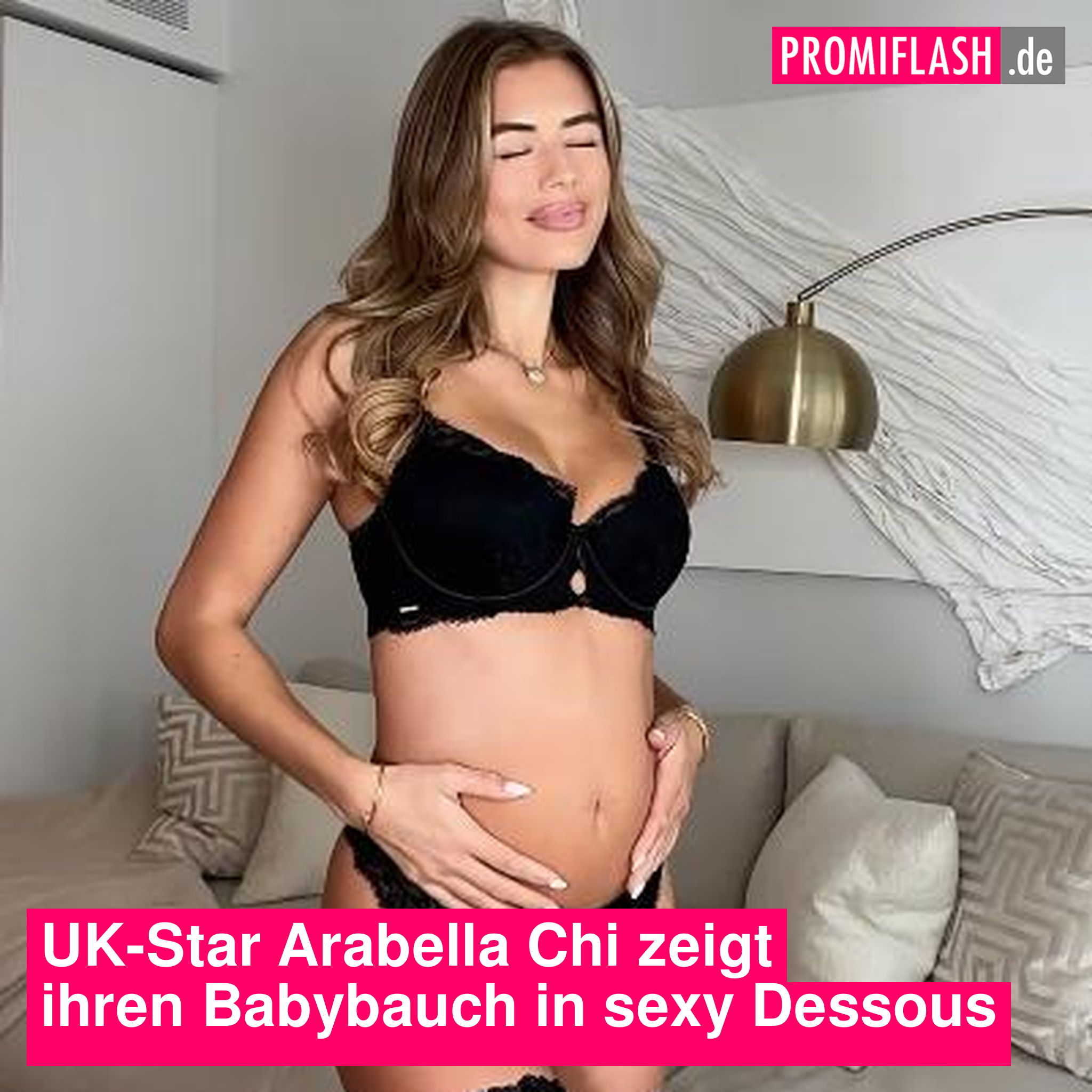 UK-Star Arabella Chi zeigt ihren Babybauch in sexy Dessous